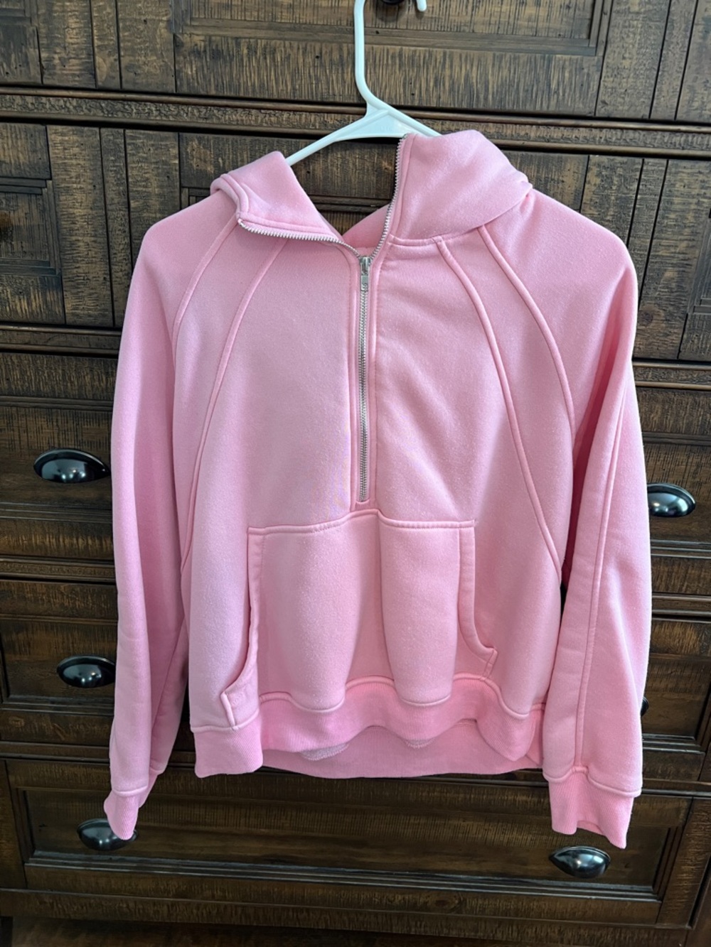 Women's Pink Half-Zip Hoodie Pullover Sweater